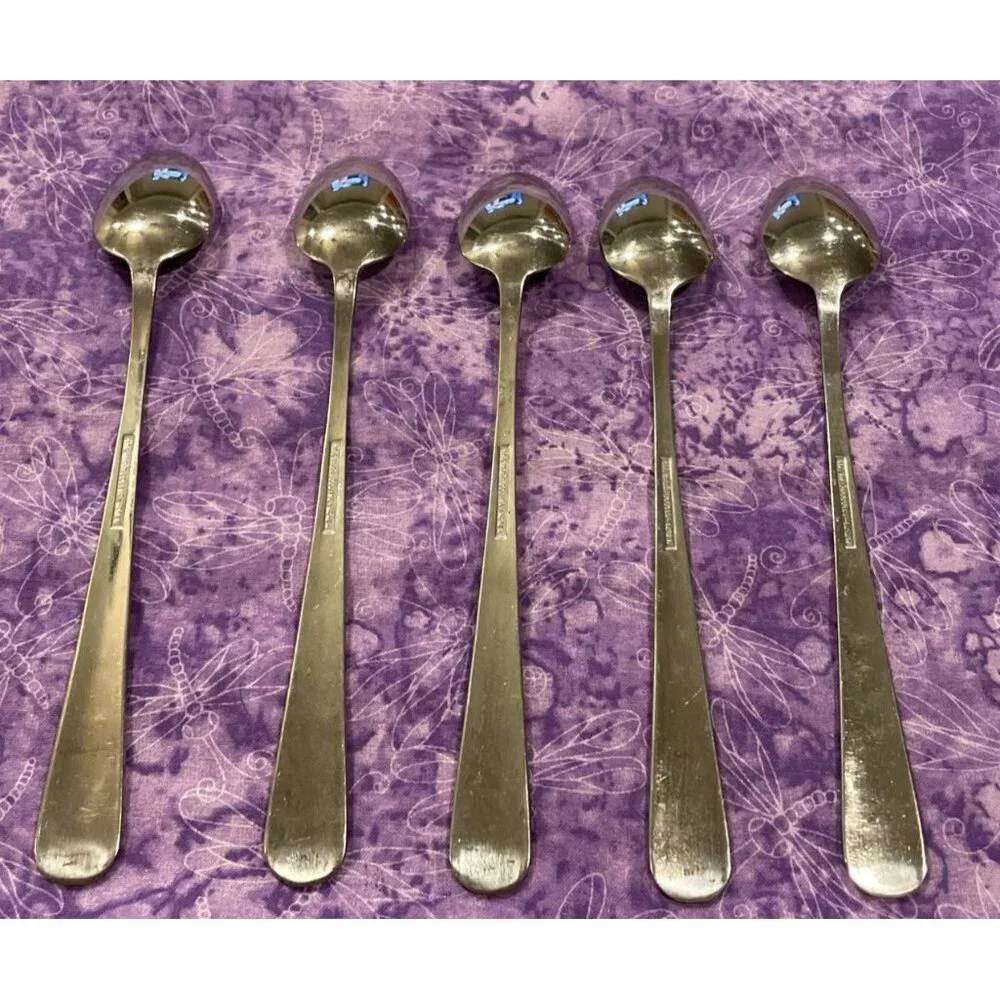 The Main Course MNF3 Iced Tea Spoons‎ Korea Stainless Flatware Set of 5 Vintage